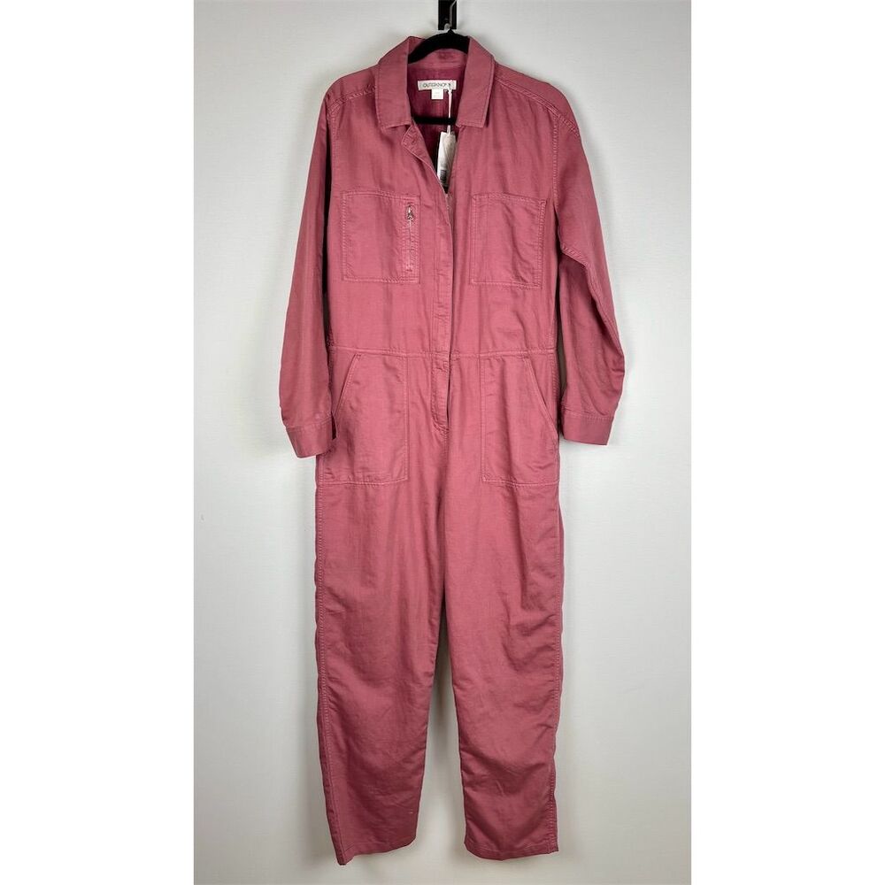 Outerknown Women's Station Jumpsuit in Mauve Maroon Long Sleeve Zip Up - Picture 6 of 11